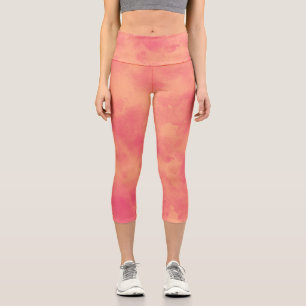 Stilvolle Sturmwolke-Effekt Peach Capri Leggings