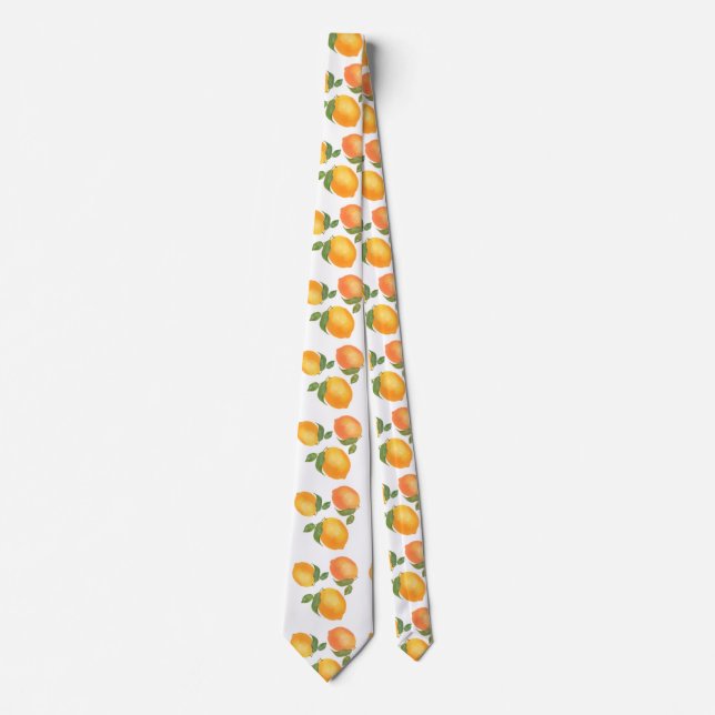 Stilvolle Sukkot-Krawatte mit gelben Zitronenmuste Krawatte (Vorderseite)