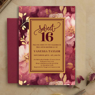 Stilvolle Sweet Sixteen Marsala Blush Gold Einladu Einladung