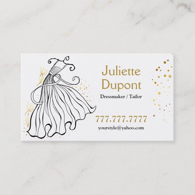Stilvolle Tailor Dressmaker Goldhochzeit Salon Visitenkarte (Vorderseite)