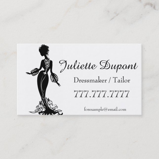 Stilvolle Tailor Dressmaker schwarz Visitenkarte (Vorderseite)