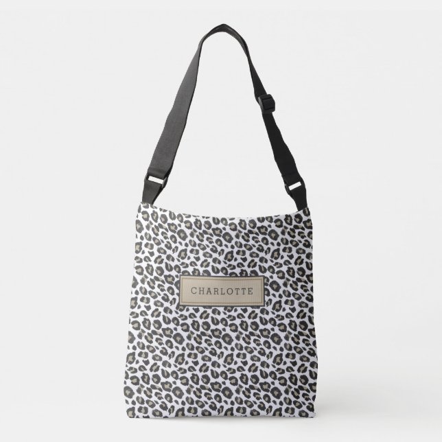 Stilvolle Tan Leopard Print Tragetaschen Mit Langen Trägern (Vorderseite)