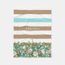 Stilvolle Tan- und Aqua-Flora und -Streifen mit Na