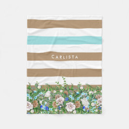 Stilvolle Tan- und Aqua-Flora und -Streifen mit Na Fleecedecke