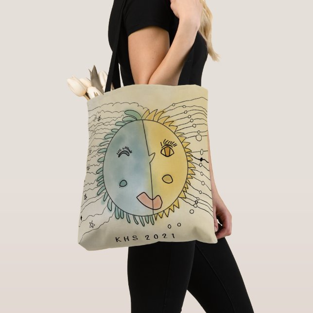 Stilvolle Tasche aus Sonne und Mond plus Sternen (Von Nahem)