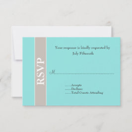 Stilvolle Taupe und Aqua Blue Wedding RSVP Card Karte