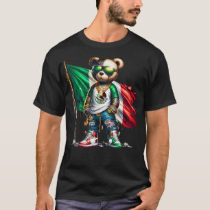 Stilvolle Teddy Bear mexikanische Flagge Mexiko T-Shirt