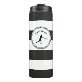 Stilvolle Tennis Girl Black & White Player Thermosbecher