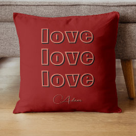 Stilvolle Terracotta Clean 3 x Liebe | Rotes Velve Kissen