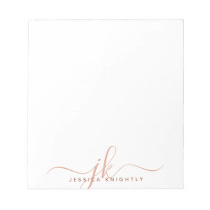 Stilvolle Terracotta Script Monogram Initials Notizblock