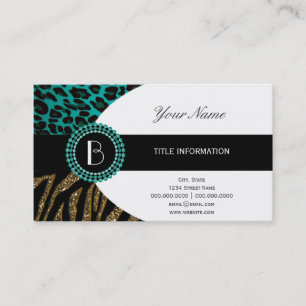Stilvolle Tierprinzen Zebra und Leopard-Muster Visitenkarte
