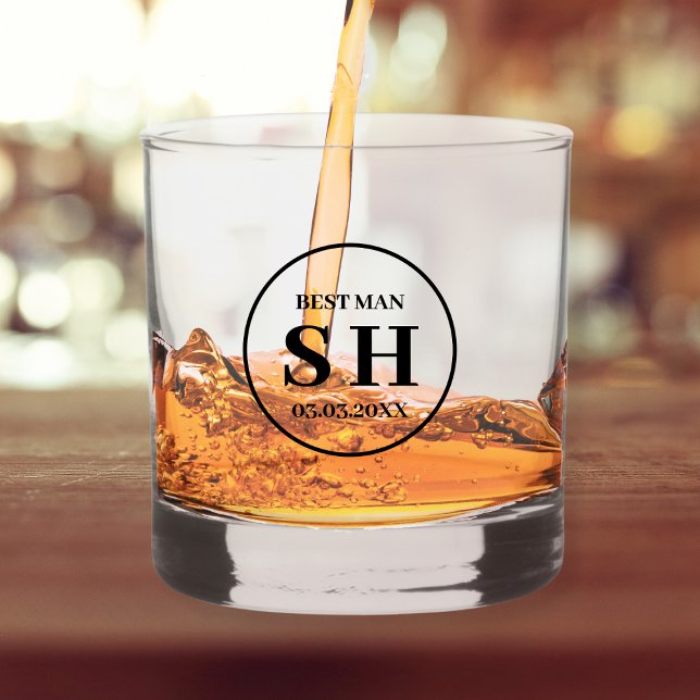 Stilvolle Trauzeuge Vorschlag Personalisierte Init Whiskyglas (Stylish Best Man Proposal Personalized Initials Whiskey Glass groomsman whiskey glass personalized )
