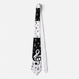 Stilvolle Treble Clef Wave Schwarz und Weiß Krawatte
