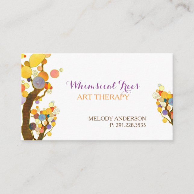 Stilvolle Trees Therapist Business Appointment Car Terminkarte (Vorderseite)