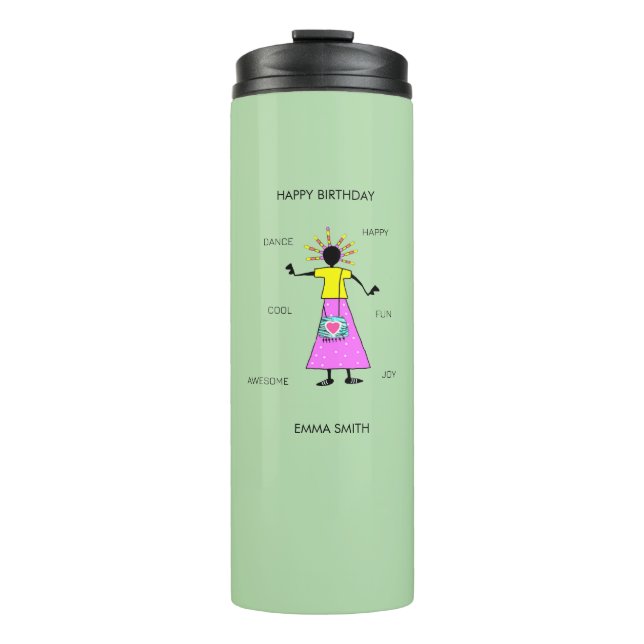 Stilvolle, trendige und elegante afrikanische Girl Thermosbecher (Vorderseite)
