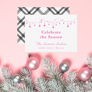 Stilvolle Trendy Boho Pink Weihnachtsstern Mitteilungskarte