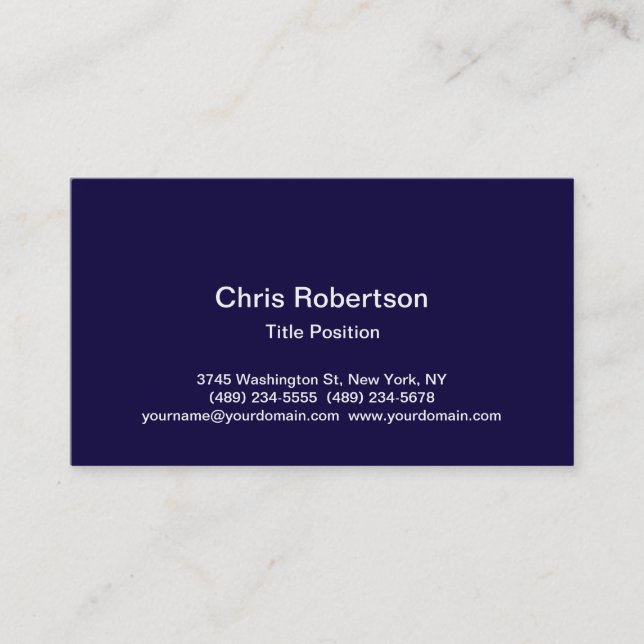 Stilvolle Trendy Dark Blue Charming Business Card Visitenkarte (Vorderseite)