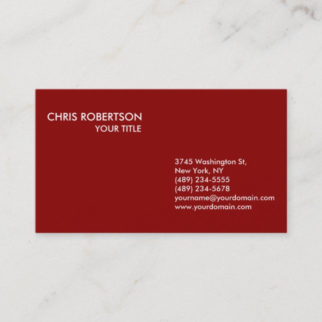 Stilvolle Trendy Dark Red Background Business Card Visitenkarte (Vorderseite)