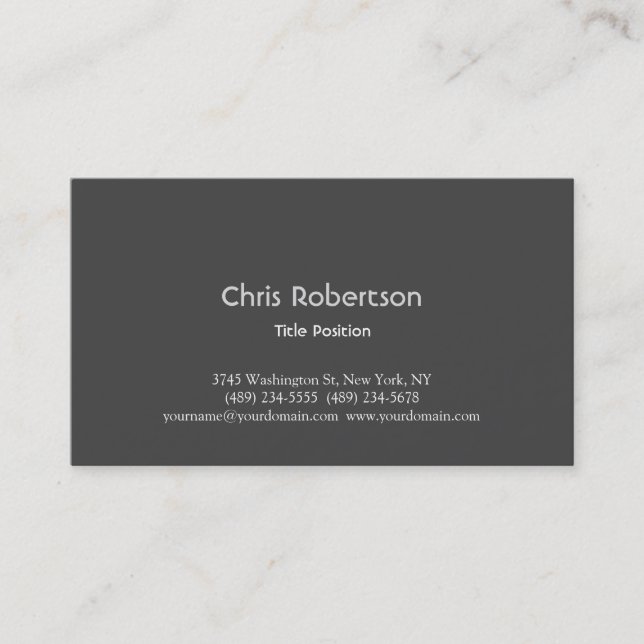 Stilvolle Trendy Gray Charming Business Card Visitenkarte (Vorderseite)