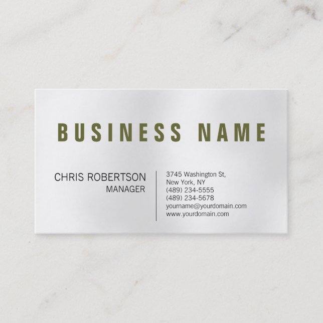 Stilvolle Trendy Gray Light Manager Business Card Visitenkarte (Vorderseite)