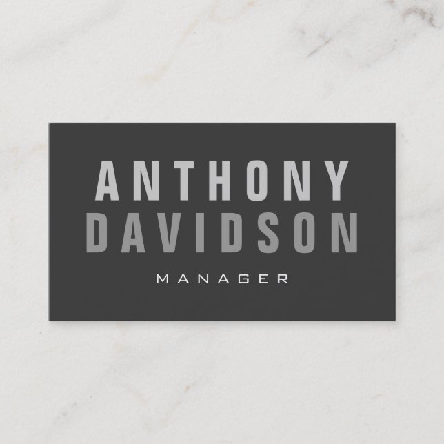 Stilvolle Trendy Gray Manager Business Card Visitenkarte (Vorderseite)
