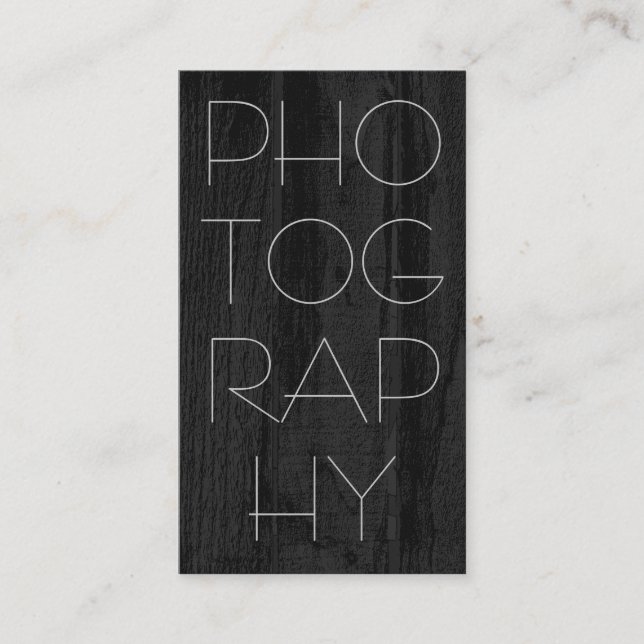 Stilvolle Trendy Gray Wood Fotografy Artist Visitenkarte (Vorderseite)