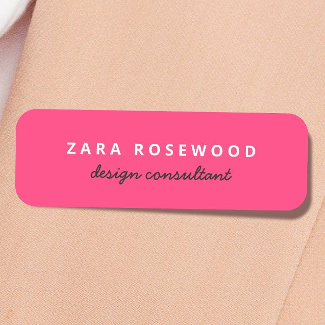 Stilvolle Trendy Hot Pink Moderne Minimalistische  Namensschild (Von Creator hochgeladen)