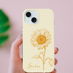 Stilvolle Trendy Niedlich Sunflower Botanical iPhone 15 Hülle