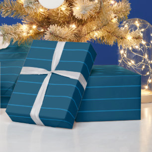 Stilvolle Trendy Ocean Blue Striping Modernes Gesc Geschenkpapier