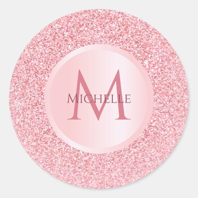 Stilvolle Trendy Rose Gold Glitzer Template Girly Runder Aufkleber (Vorderseite)