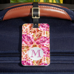 Stilvolle Tropical Palm Mit Monogramm Gepäckanhänger