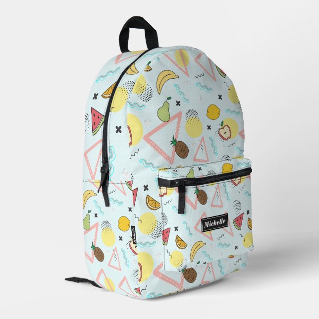 Stilvolle Tropical Summer Fruit Watermelon Blue Bedruckter Rucksack (Rückseitige Ecke links)