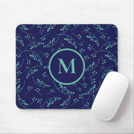 Stilvolle, türkisfarbene, aquamarine Beerenmuster Mousepad