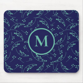 Stilvolle, türkisfarbene, aquamarine Beerenmuster Mousepad