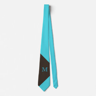 Stilvolle, türkisfarbene und braune Monogram Neck Krawatte