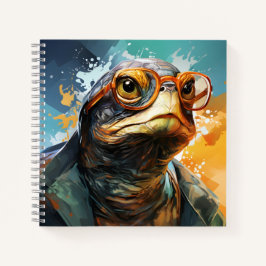 Stilvolle Turtle Wearing Brillen Trendy Turtle Notizbuch
