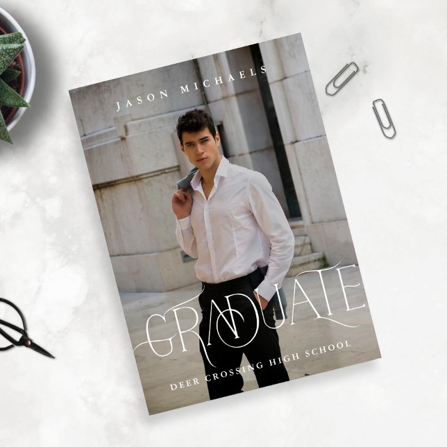 Stilvolle Type Foto Graduation Party Einladung (Von Creator hochgeladen)