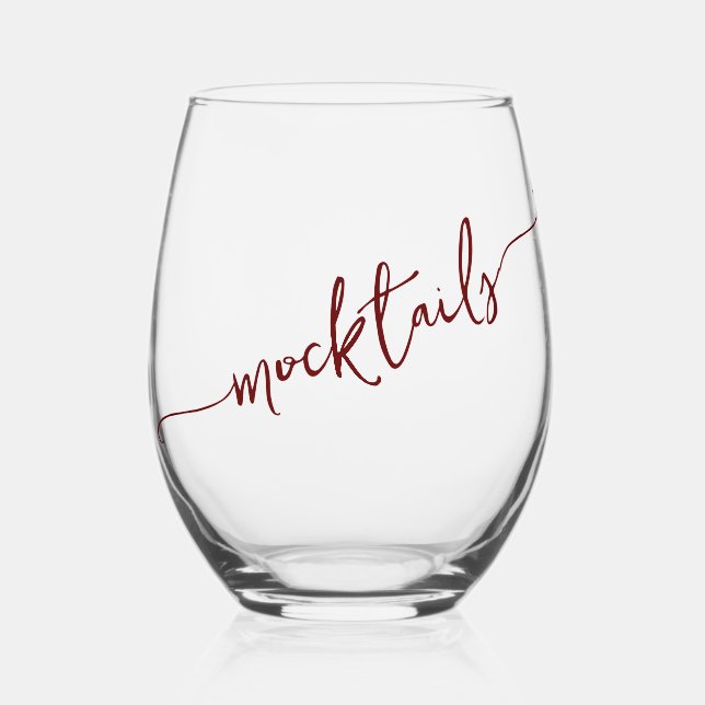 Stilvolle Typografie-Mocktails Weinglas Ohne Stiel (Vorderseite)