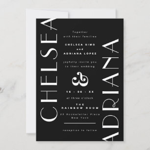 Stilvolle Typografie Schwarz-weiße Lässige Hochzei Einladung
