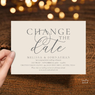 Stilvolle typografische Hochzeit verschieben Datum Einladung