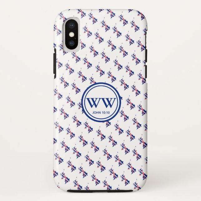 Stilvolle UK UNION JACK Monogram Abundant Life Case-Mate iPhone Hülle (Rückseite)