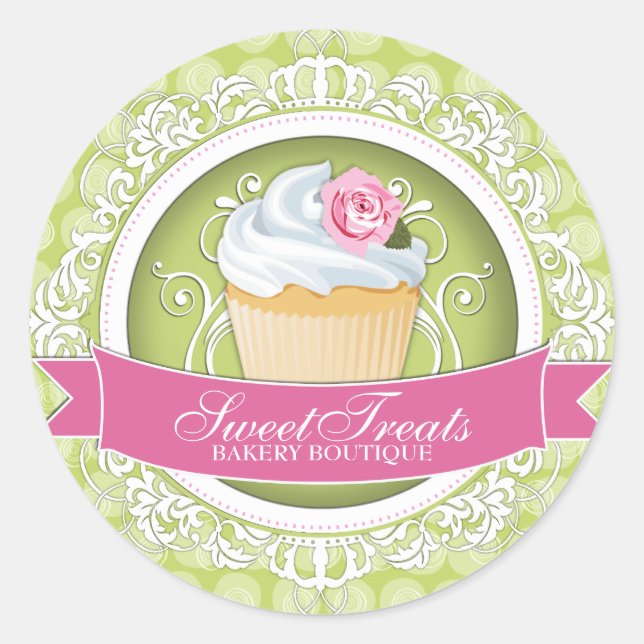 Stilvolle und elegante Cupcake Box Stickers (Vorderseite)