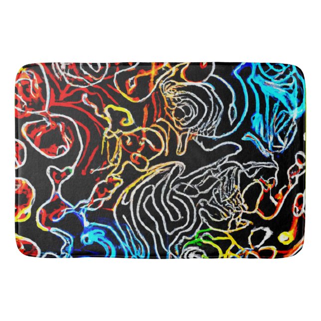 Stilvolle und farbenfrohe Neonmuster Form Badematte (Vorderseite)