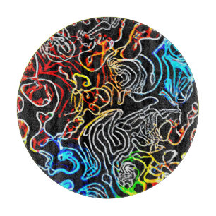 Stilvolle und farbenfrohe Neonmuster Form Schneidebrett