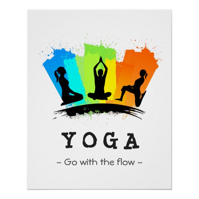 Stilvolle und farbenfrohe Pilates YOGA-Übung Poster (Vorderseite)