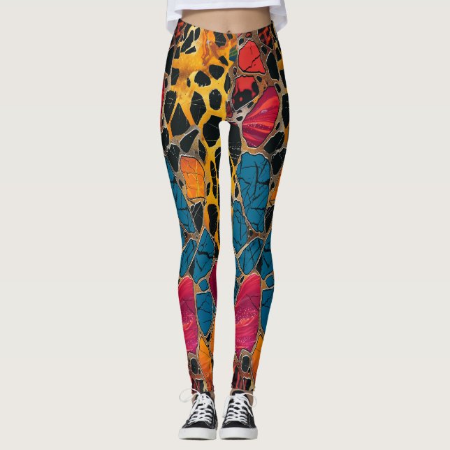 Stilvolle und komfortable Leopard African Print Leggings (Vorderseite)