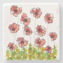 Stilvolle und Whimsical Red Poppy Blume Untersetze