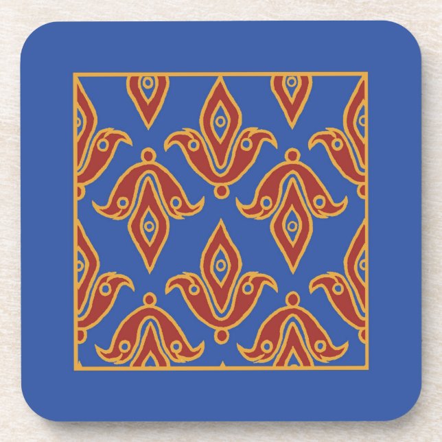Stilvolle Untersetzer, Red, Gold, Blue Fleur de Ly Getränkeuntersetzer (Vorderseite)