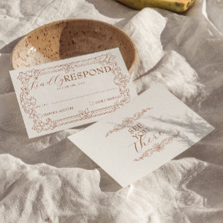 Stilvolle verbrannte Orange Florale Terrakotta Boh RSVP Karte
