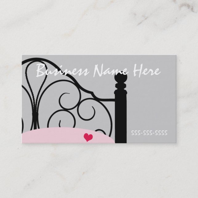 Stilvolle Verzierte Bed Business Card in Grau und  Visitenkarte (Vorderseite)